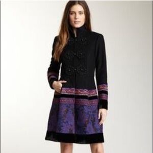 Anthropologie Tracy Reese embroidered Boho wool coat size XS 2